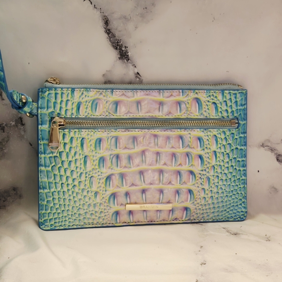 Brahmin Brooke Tote Bag in Cotton Candy Ombre Melbourne Leather w/ Zipper Pouch - Picture 3 of 14